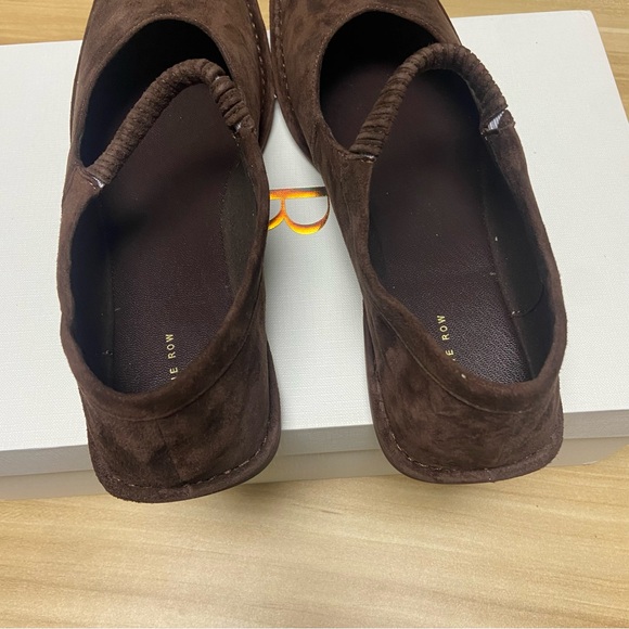 The Row Dark Brown Suede Mary Jane Square-Toe Flats - Picture 3 of 7